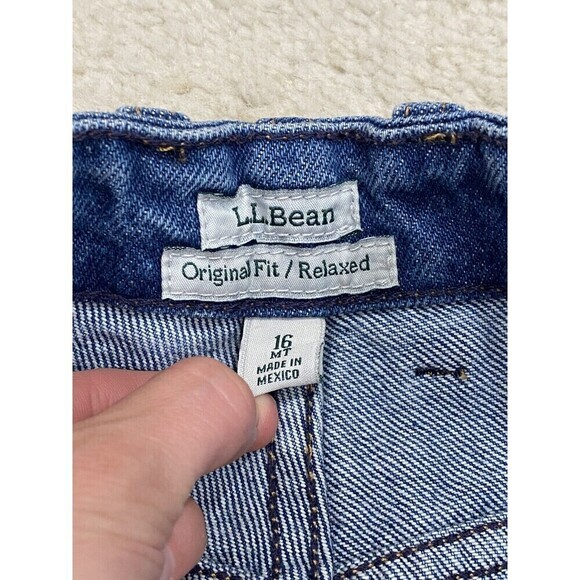 L.L. Bean Jeans Women's 16 MT Blue Original Fit Relaxed Elastic Waist Pants - Picture 2 of 9